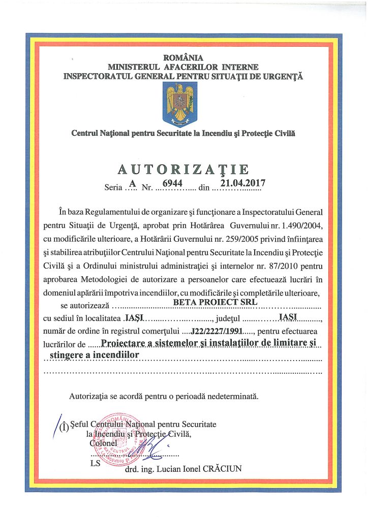 AUTORIZATIE INST. STINGERE